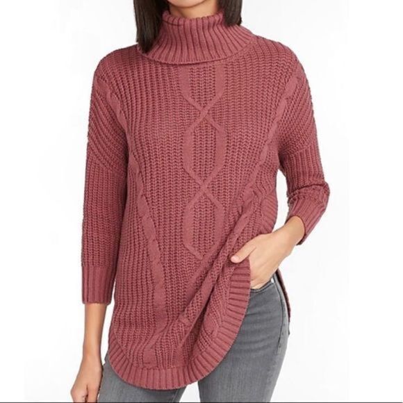 COWL NECK CABLE KNIT CIRCLE HEM SWEATER NWT Small Express jumper cardiga… - Picture 1 of 2
